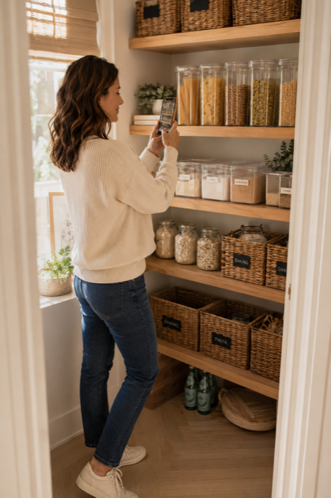 An organized pantry, mid-session